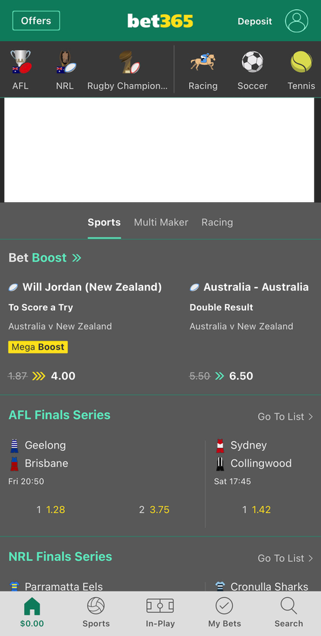 Bet365 Homepage - App