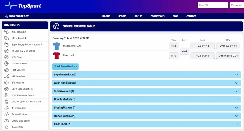 topsport soccer betting