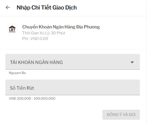 điền thông tin rút tiền Taptap